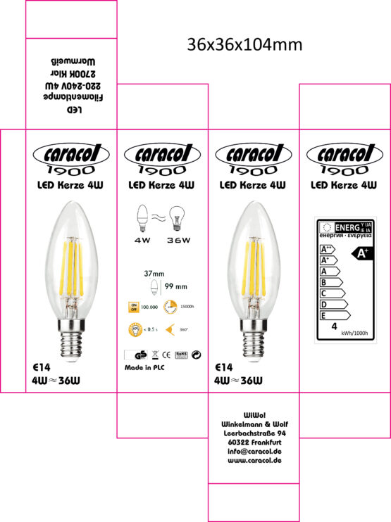 Caracol 1900 C35 E14 4W LED Lampe