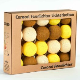 Feenlichter LED Lichterkette Cottonball Baumwollball Gold Verpackung 20L