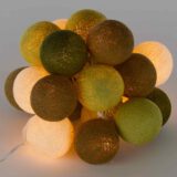 Baumwollball Feenlichter Lichterkette Bälle Olive Beleuchtet