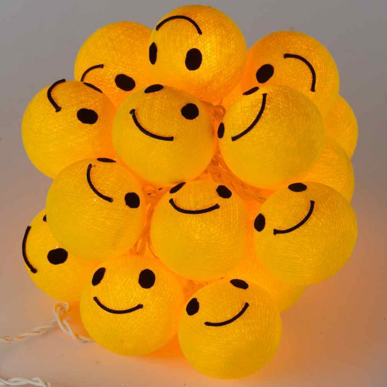 Baumwollball Feenlichter Lichterkette Bälle Smiley - Caracol Shop