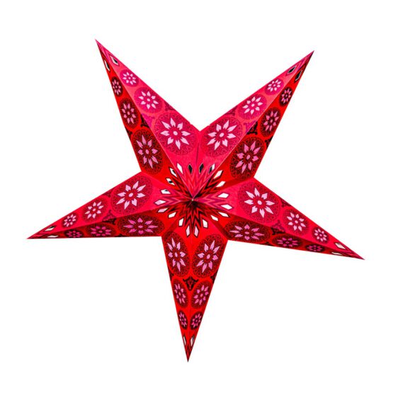 Sternenlicht Papierstern Eisblume Rot Metallic 5 Zackig
